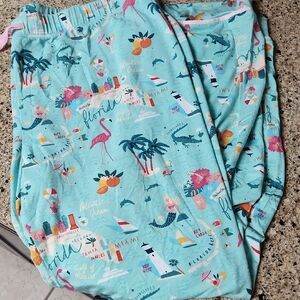 Spartina 449 Womens Aqua Pajama Bottoms- Florida